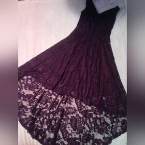 Chic High-Low Purple Lace Dress